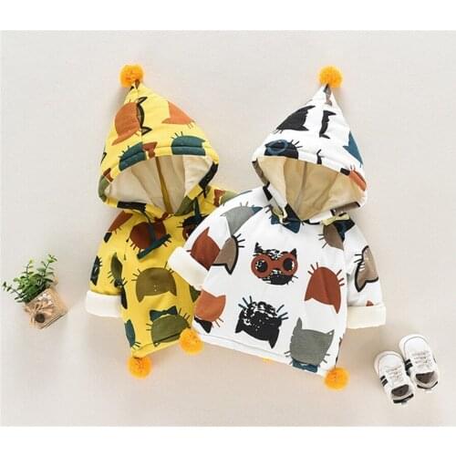 Jacket Kids Winter Girls Coat Plus Velvet Cartoon Sweatshirt Baby Hoodie For Girls Fashion Hooded Pullover Toddler Girls Clothes