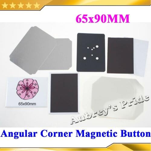 100 Sets Blank Angular Corner 65x90mm Rectangular Button Maker Fridge Magnet Button Material Badge Making Machine