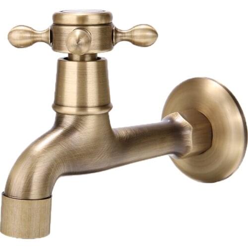 Mayitr Antique Wall Mounted Brass Tap Kitchen Bathroom Single Faucet Tap Washing Machine Replacement High Quality