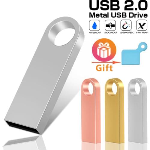 Mini Cle Usb Flash Drives 128GB Metal Waterproof Pendrive 64GB 32GB Silver Pen Drive 16GB 8GB Memoria Usb 2.0 Stick Custom Logo
