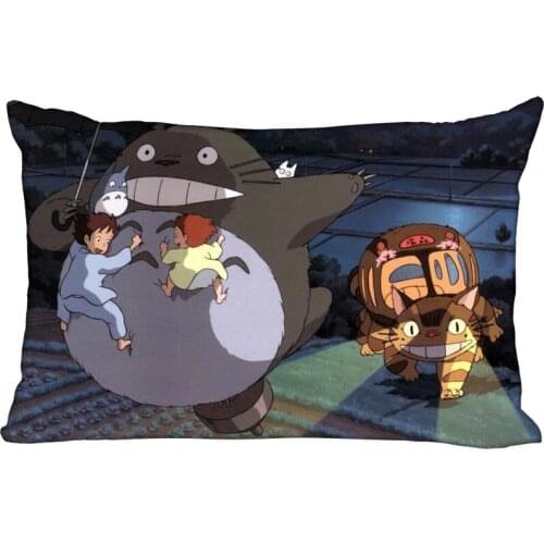 Miyazaki Hayao Totoro Pillowcase 45x35cm(One Side) Decorative Rectangle Zipper 3D Print Pillowcase Satin Fabric Pillow Cover