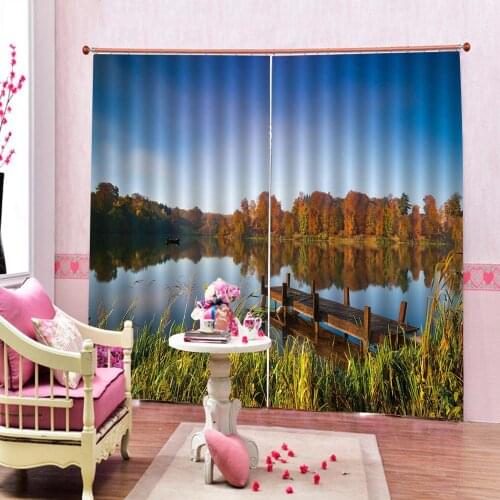 Seaside wooden bridge landscape Curtains Digital print For Living room Bedroom Blackout Window Curtains home Indoor Decor