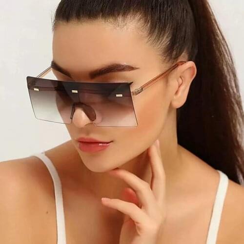 Oversized Rimless Sunglasses Fashion Women Metal Gradient Sun glasses Luxury Lady Sunglass Eyewear UV400 Shades