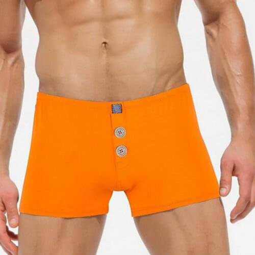 New Boxers Mens Flat Corner Shorts Button Solid Color knickers Cotton Home Leisure Underwear Comfortable Underpants Males