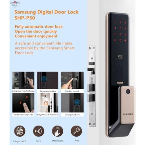 Samsung Smart Digital Doorlock SHP-P50 Biometric Fingerprint Lock Security Intelligent Home Locks With Password,Card,Key