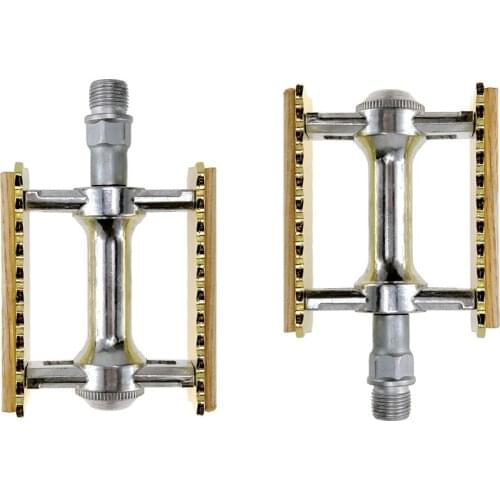 SHANMASHI Retro Bicycle Pedals Ultralight Bike Aluminum Alloy MTB Road Bike Pedal Cycling Classical Wooden Styles Non-slip Pedal