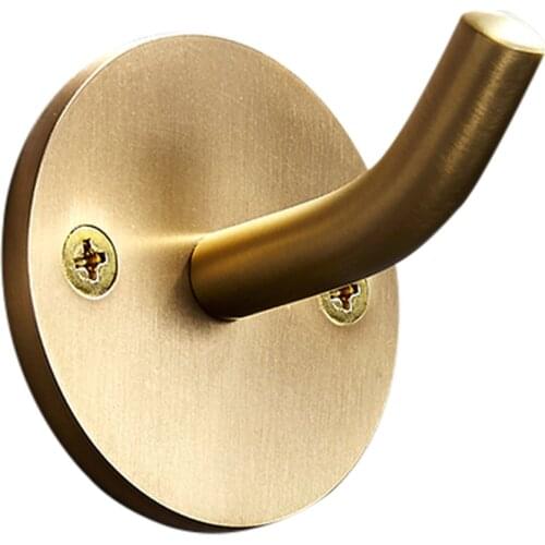 Leyden Stainless Steel Towel Hook Brushed Gold,Wall Mounted Robe Hanger Round Edge and Corner Modern Rack