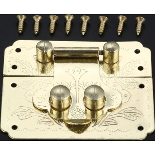 Vintage Furniture Clasp Buckle Lock Box Hasp Lock Catch Latches for Jewelry Box Suitcase Furniture Hardware 53*45mm with Screws