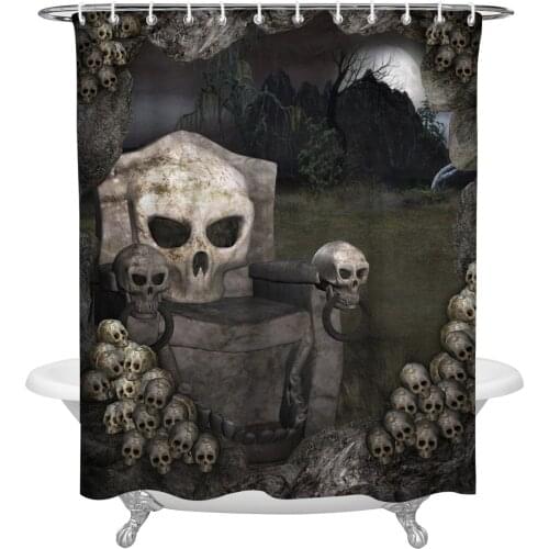 Forest Skull Stone Chair Shower Curtain Home Bath Decorative Waterproof Polyester Fabric Bathroom Curtain
