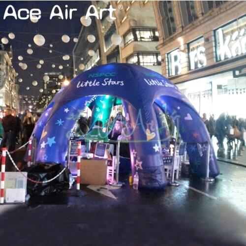 Top quality 6 legs pavilions inflatable dome spider tent gathering places party shelter station with lights for events