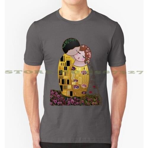 Kokeshi The Kiss Of Klimt Graphic Custom Funny Hot Sale Tshirt Klimt Pendientera Love Kiss Beso Amor Kokeshi Kawaii Cute The
