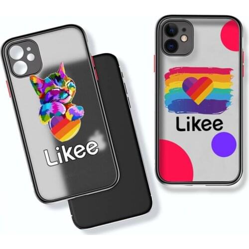 Likee Funny cat bear love heart Black Phone Case Colorful Bumper Shockproof For iPhone 12 11 Pro Max XR X XS 7 8 Plus Cover
