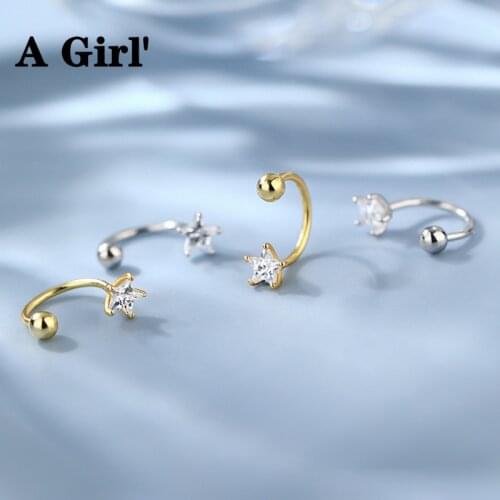A Girl' Bling Dainty Sweet Star Ear Hooks Stud Earrings Tide Women Beads Trendy Jewelry Gift for Wedding