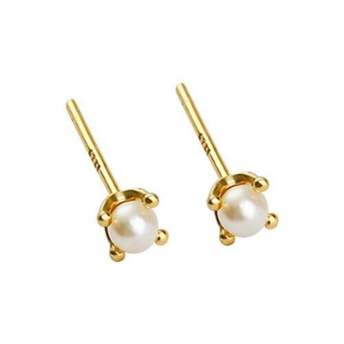 2020 Korean New Simple Geometry Earrings Fashion Temperament Sweet Pearl Earrings Female 925 Sterling Silver Jewelry