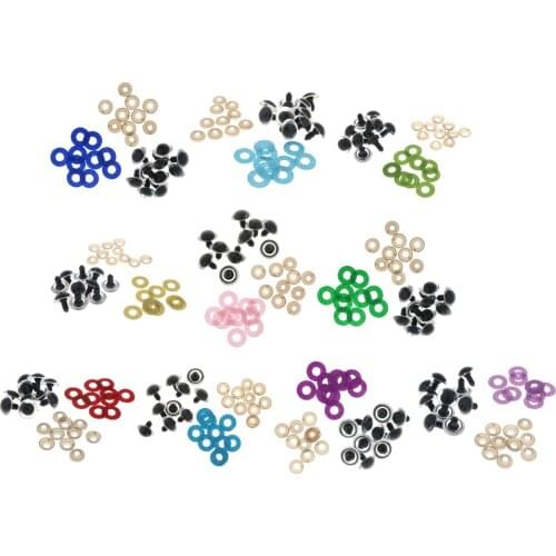 100pcs 10 Colors Safety Toy Eyes + Glitter Nonwovens + Washer 24mm