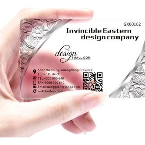 1000 pcs designer Customized clear PVC business card / Transparent plastic business card / clear business card