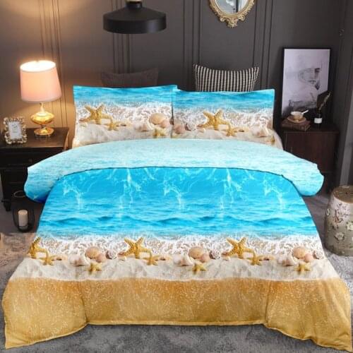 3D Beach Digital Printing 2/3 Pieces/Set Duvet Cover & Pillow Shams Set Brushed Fabric Ultra Soft Comforter Covers 10 Size