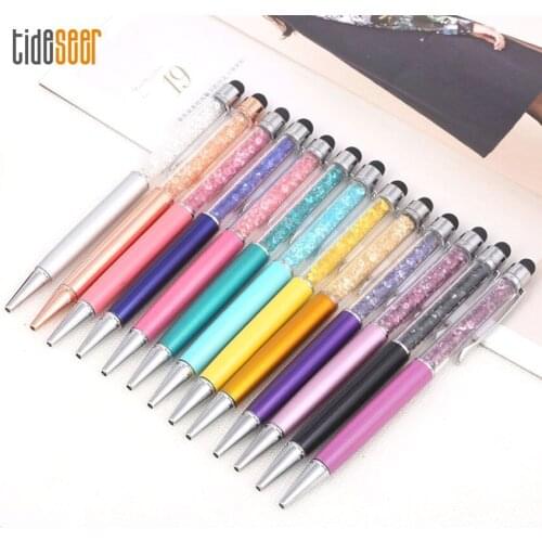20pcs Metallic Crystal Stylus Pen Office Stationery School Supplies Pen Handwriting Capacitance Diamond Pencil Touch Screen Ball