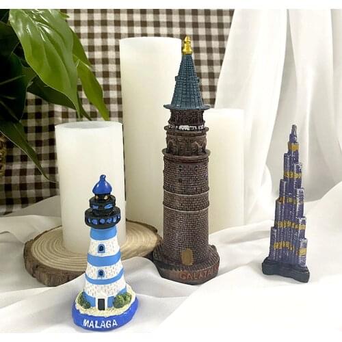 3D Lighthouse Turkey Tower Silicone Mold Aromatherapy Candle Mold Plaster Resin Epoxy Fondant Cake Decoration Candle Making Kit