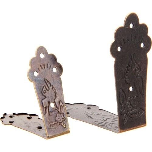 4Pcs Antique Decorative Corner Protector Jewelry Wine Gift Box Wooden Cases Corner Bracket Furniture Fittings