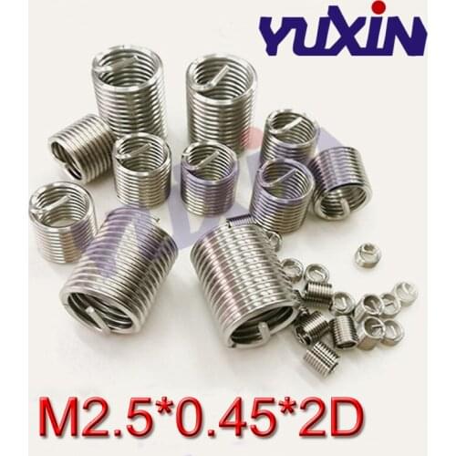 50pcs M2.5*0.45*2D Wire Thread Insert Stainless Steel Wire Screw Sleeve M2.5 Screw Bushing Helicoil Wire Thread Repair Inserts