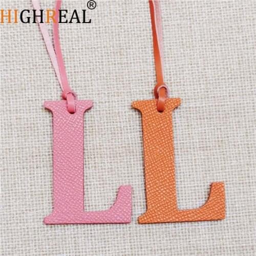 HIGHREAL Custom Made Luxury Genuine Leather Character Letter L Keychain Women Bag Charm Backpack Pendant