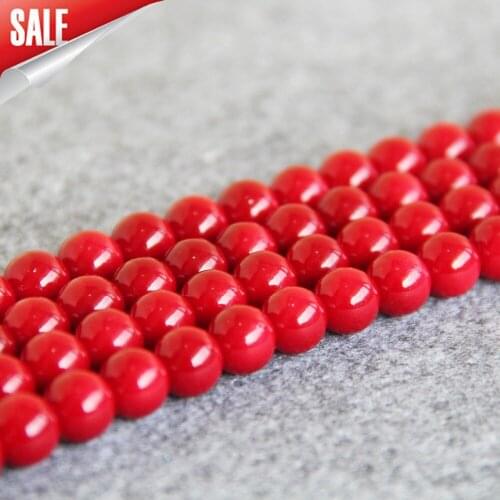 For Necklace&Bracelet 4mm 6mm 8mm 10mm 12mm 14mm Red Imitation Pearl Beads DIY Gifts For Women Loose Beads Jewelry Making 15inch