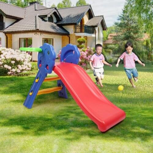 Childrens Slide Sturdy Child Climbing Stairs Slide With Plastic Basketball Hoop Indoor Outdoor Toy Playground Equipment