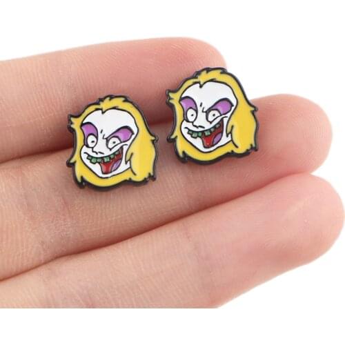 DZ1083 New Movie Ghost Figure Stainless Steel Earrings for Women 2020 Stud Cute Enamel Earrings Jewelry Kids Gifts Girls