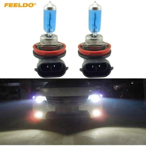 FEELDO 2Pcs White H8 35W Halogen Bulb Car Headlights Lamp Car Light Source #FD-2240