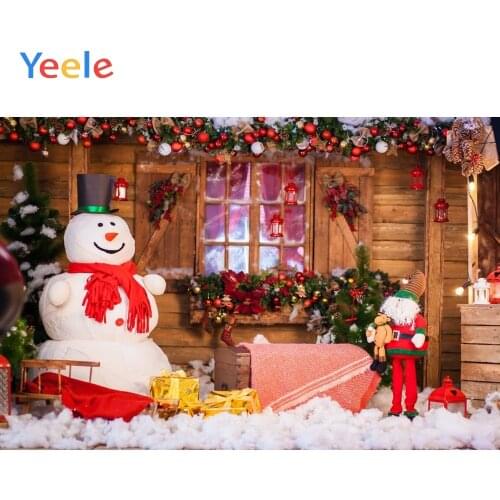 Yeele Christmas Ball Snowman Cotton Window Home Deco Photography Backgrounds Customized Photographic Backdrops for Photo Studio