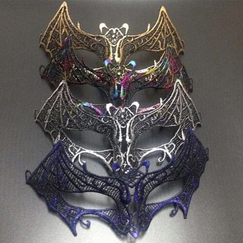 Halloween New Women Men Sexy Sparkling Bat Vampire Lace Eye Party Mask Gold Masquerade Halloween Costume Ball Fancy Masks