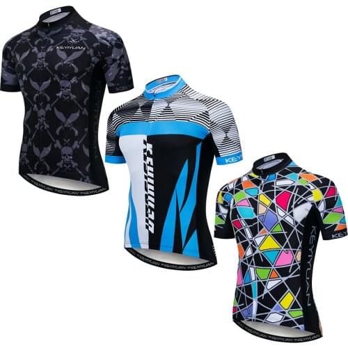 KEYIYUAN 2021 Professional Mens Cycling Jersey Short Sleeve Shirt Reflective Zipper With Pocket Camisas Ciclista Maillots