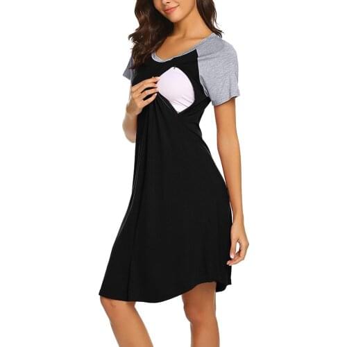 Short Sleeve Women Dress Maternity Splicing Color Nursing Breastfeeding Dress Vestidos De Mujer Casual Платья Для Женщин