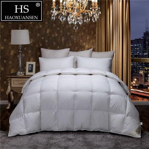 HS Filling Power 800 High density 100%Egyptian cotton 80S Fabric White Goose Down Quilt King Queen Size White Duvet Winter