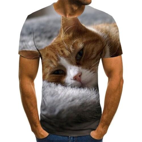 2021 Hot sale T-shirt casual men/women round neck cute trendy cat 3D printing short-sleeved T-shirt XXS-6XL