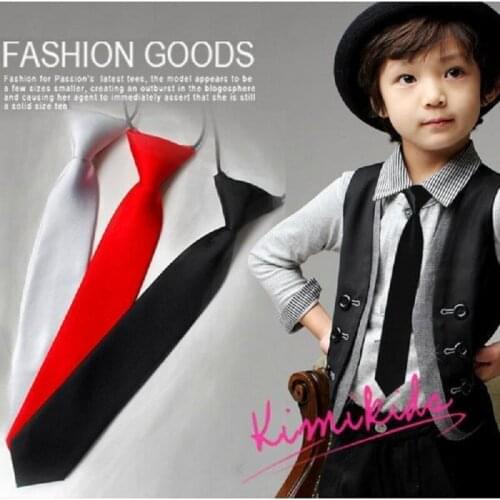 Fashion Solid Boys Ties Pure Black Children Tie Kids Neckties Child Neck wear Easy Wear baby tie