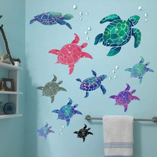 Cartoon Turtle Wall Stickers Bathroom Wall Decoration Waterproof Underwater World Mural Boy Room Children Bedroom Home Decor