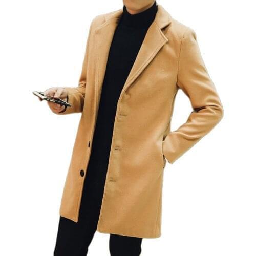Lapel Mens Wool & Blends Long Coats men Large Size S M L XL 2XL 3XL 4XL 5XL Blue, Red, Black, Khaki, Fashion Casual Male tops