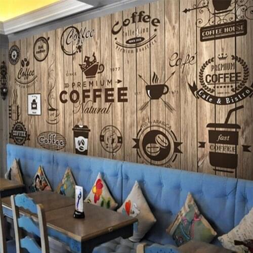 Custom Any Size 3D Wall Mural Wallpaper Retro Nostalgic Wood Grain Cafe Mural Paintings Living Room Wallpaper Papel De Parede 3D