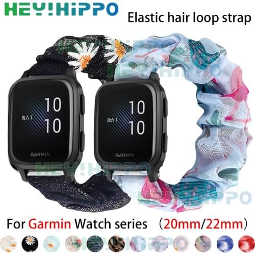 Hair band watch nylon Strap For Garmin watch vivoactive3 245 645 music venu Sq vivomove HR elastic hair loop watchband 20mm band