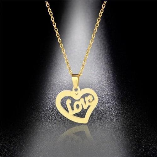 Popular In Europe And America.Love Titanium Steel Necklace With Love Heart Pendant Collarbone Chain