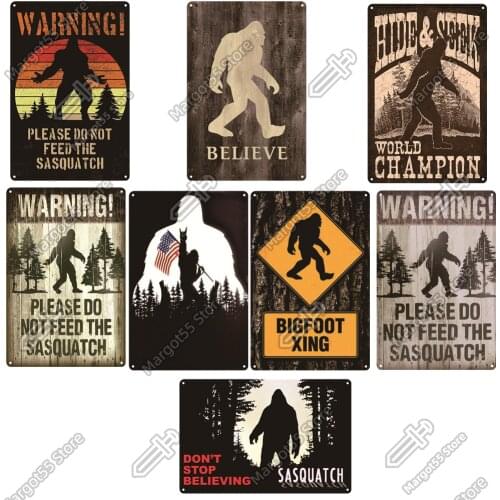 Warning! Please Do Not Feed The Sasquatch Retro Vintage Metal Tin Sign for Kitchen Coffee Bar Wall Decor Sweet Home farmhouse