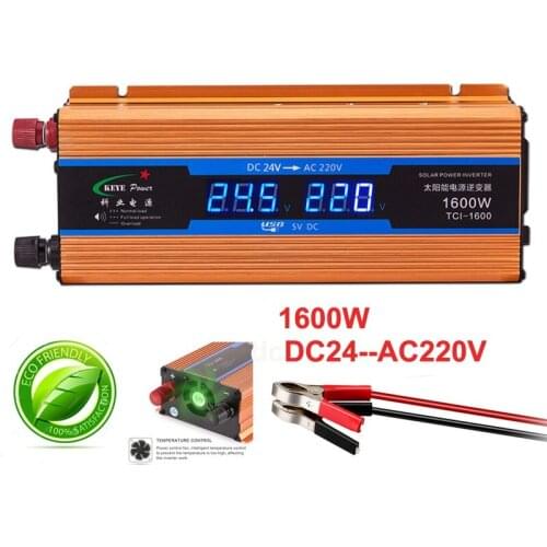 Car inverter 1600W DC 24V to AC 220V Power Supply Car Voltage Converter with USB Charger Volts display