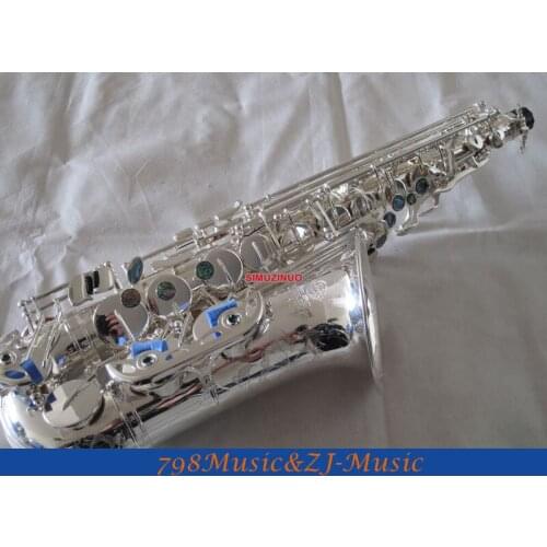 Professional Silver Plated Alto Saxophone Eb sax Abalone Shell Key High F# W/Case