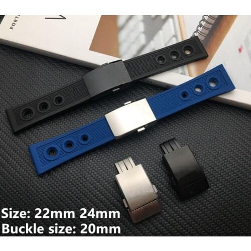 Black blue 22mm 24mm Silicone Rubber Watch band WatchBand Bracelet For navitimer/avenger/Breitling strap butterfly buckle tools