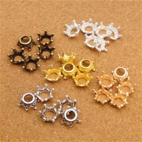 Daisies 100pcs/lot 12mm Antique Bronze Silver Plated Vintage 3D Crown Charm Pendants Jewelry DIY Jewelry Findings Handmade