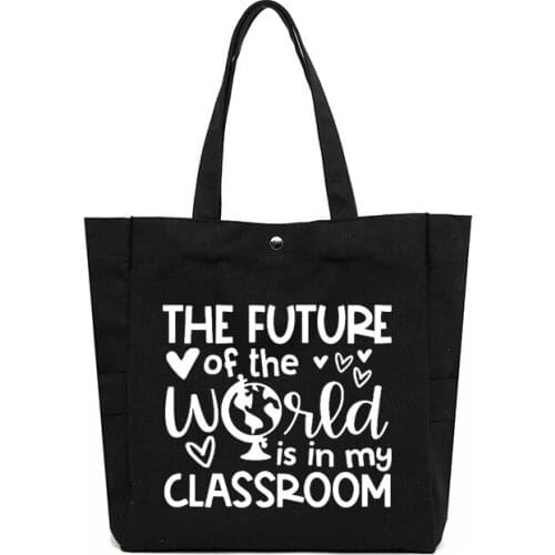 Funny Printed Teacher Book Tote Work Bag Gift for Teachers Day Canvas Shoulder Bag Beach Bag Large Capacity High Quality
