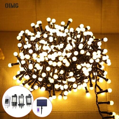 Small Ball Light String Christmas Fairy Lights 250/500LED Garland Home Outdoor Waterproof Plug/Solar Garden Wedding Decoration