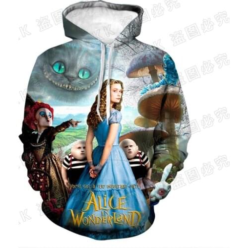 Alice in Wonderland Hoodies Men Women Children Fashion 3D Print Sweatshirts Boy Girl Kids Pullover Long Sleeve Coat Clothing
